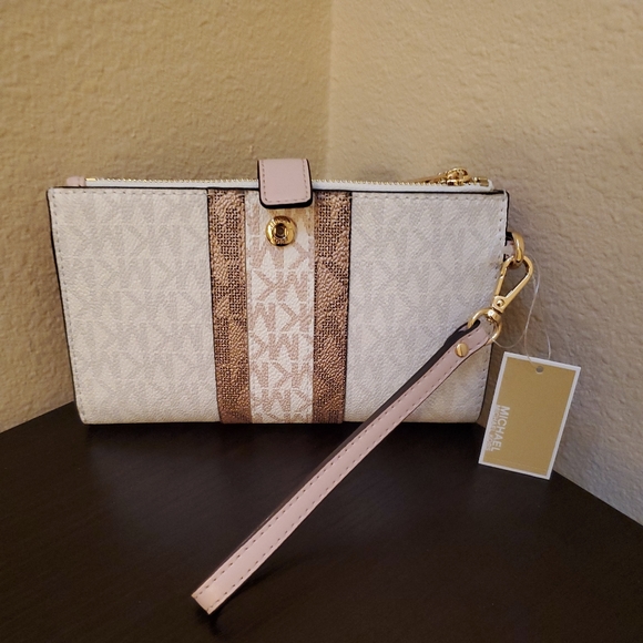 - Michael kors Signature Jet Set Medium Double Zip Wristlet Wallet - Picture 6 of 11